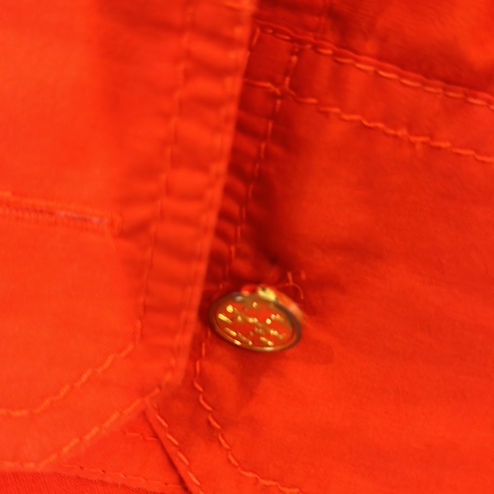 Tory Burch Red Button-Front Utility Shirt - Picture 4 of 5